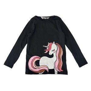 H&M long sleeve unicorn motif tee